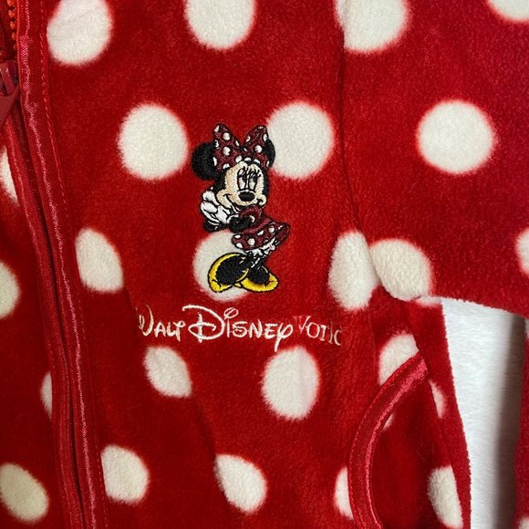 Walt Disney World Parks Girls Fleece Zip Jacket Red Polka Dot Minnie Mouse 18M - Picture 4 of 9